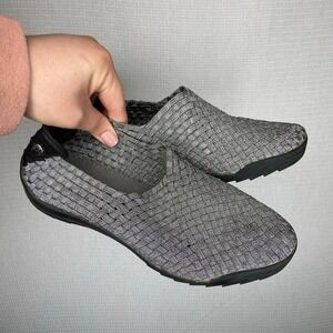 Bernie Mev Silver Slip-On Sneakers Women's 9.5–10.5 Comfort Travel Walking Shoes